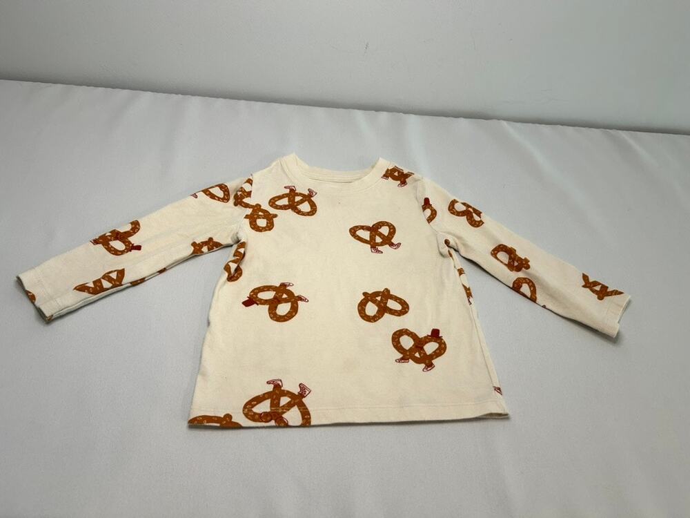 Cat & Jack Toddler Shirt 2T Pretzel Print Long Sleeve Kids Graphic Tee